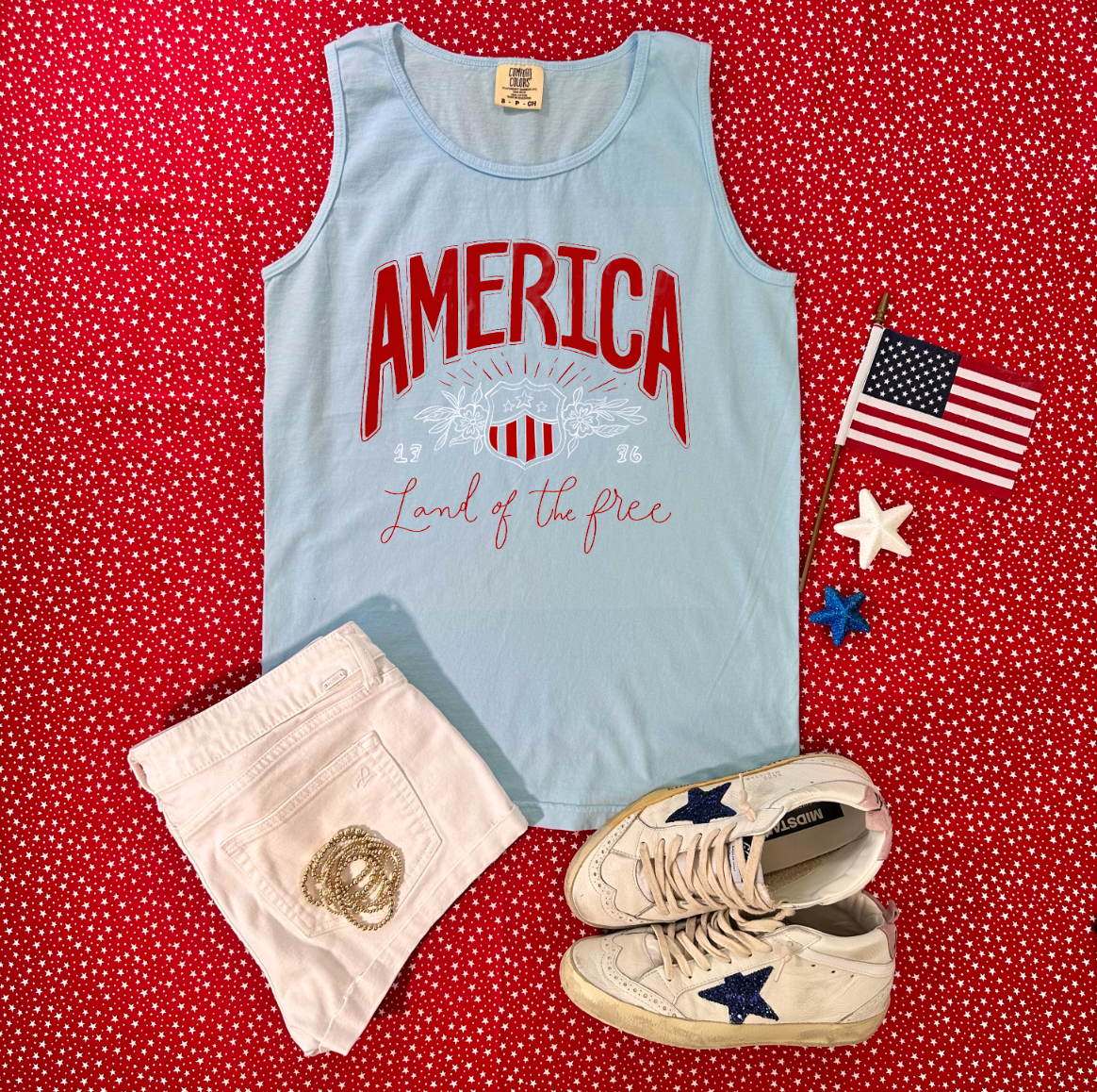 AMERICAN SPIRIT 2024: AMERICA LAND OF THE FREE (Comfort Colors Tank Top)