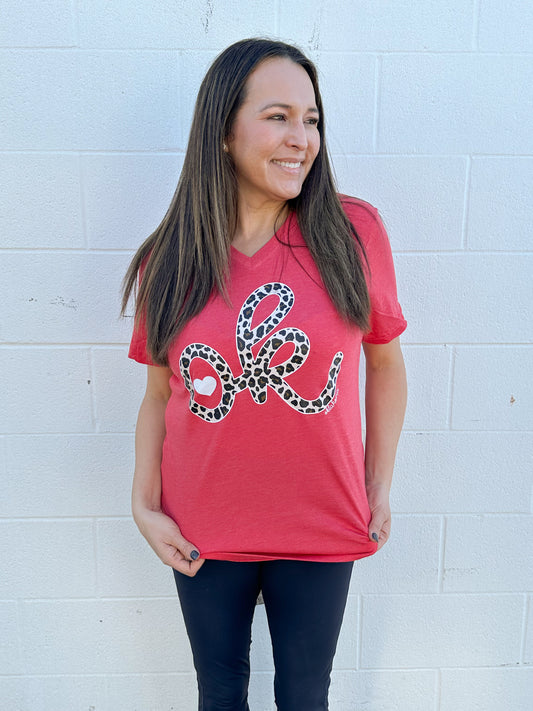 SWEET TEE WEEKEND: OK Heart & Leopard Script (BELLA CANVAS VNECK or CREW NECK)