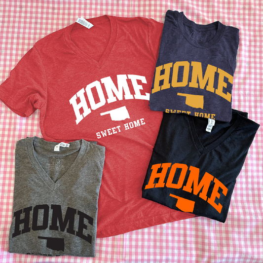 OKLAHOMA: HOME Sweet Home (VNECK or CREW NECK)