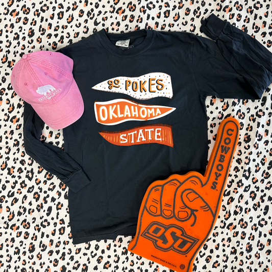 OK STATE 2024: Go Pokes Pennant (COMFORT COLORS LONGSLEEVE)