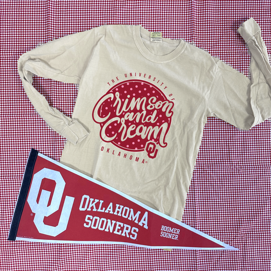 UNIV. OF OK 2024: Crimson & Cream (COMFORT COLORS LONGSLEEVE)