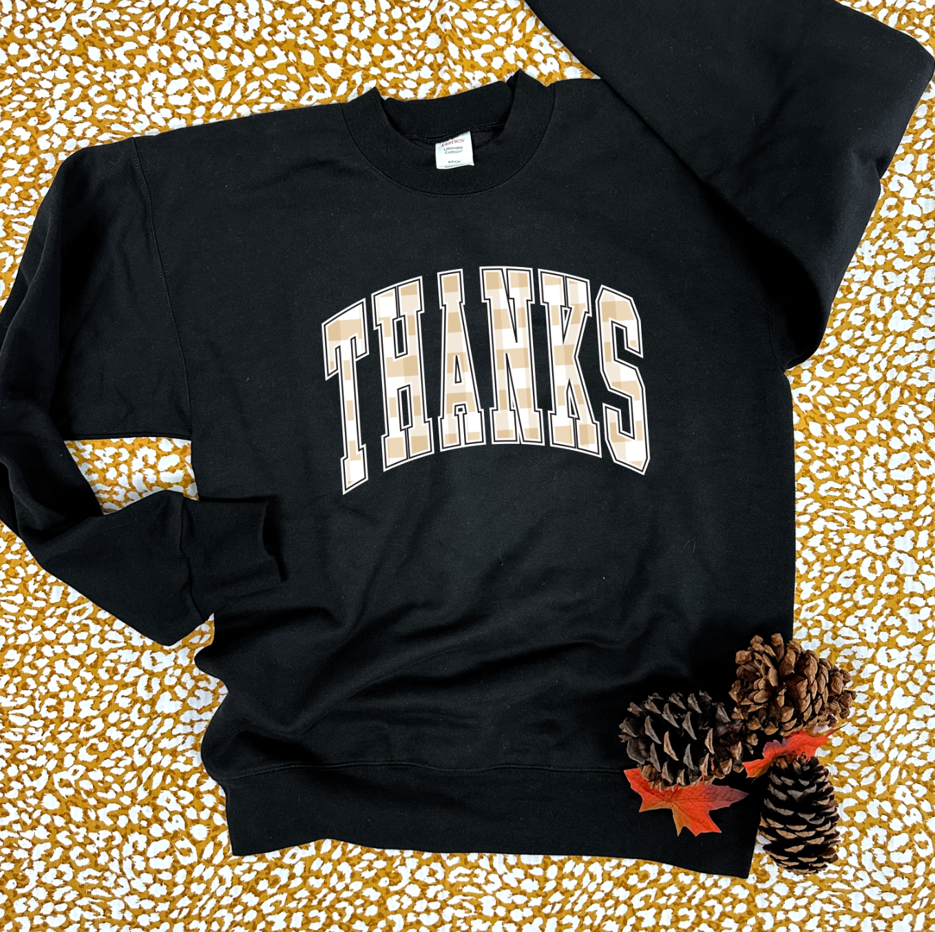 THANKSGIVING 2024: THANKS Natural Buffalo Check (SWEATSHIRT)