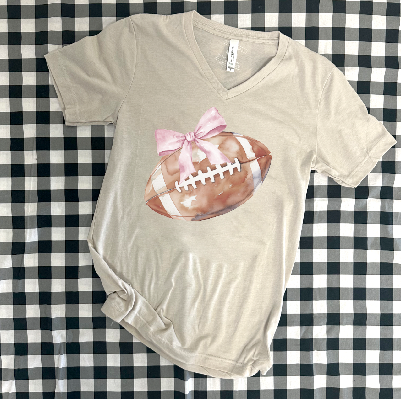 SPORTS LIFE 2024: Football Coquette Bow **CUSTOMIZABLE BOW & BACK** (BELLA CREW, BELLA VNECK, SHORTSLEEVE, LONGSLEEVE & SWEATSHIRT)