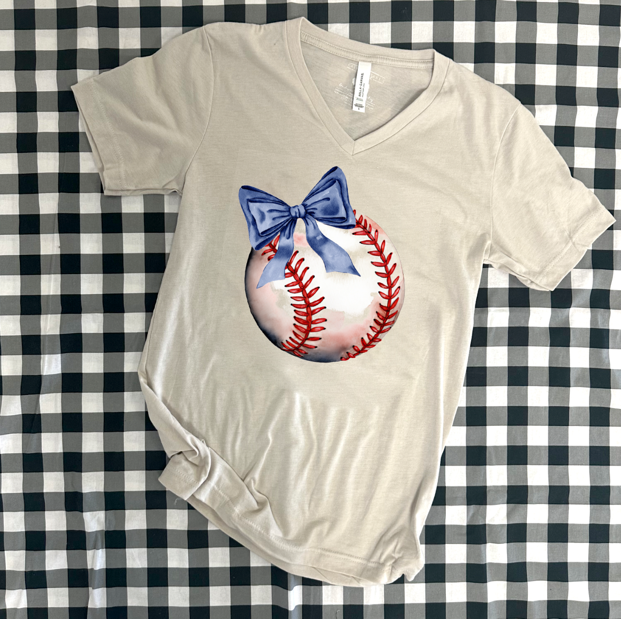 SPORTS LIFE 2024: Baseball Coquette Bow **CUSTOMIZABLE BOW & BACK** (BELLA CANVAS CREW, BELLA VNECK, SHORTSLEEVE, LONGSLEEVE & SWEATSHIRT)