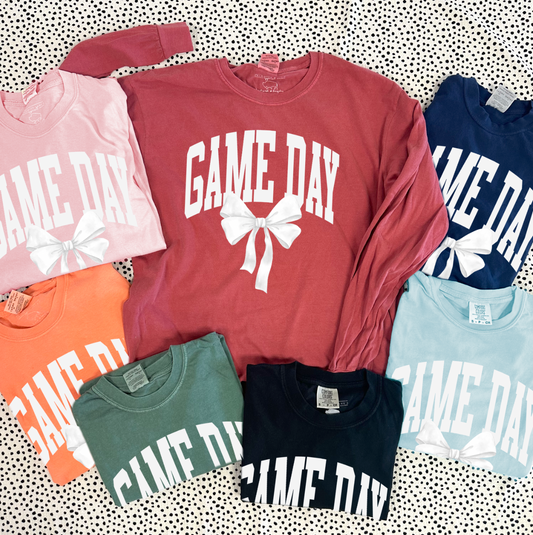 SWEET TEE TUESDAY: GAME DAY Watercolor Bow (COMFORT COLORS LONGSLEEVE)