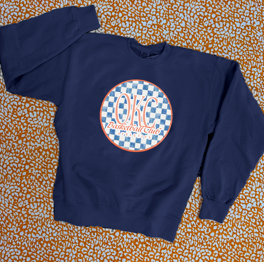 SWEET TEE TUESDAY: Oklahoma City Basketball Club Blue Checked (SWEATSHIRT *NAVY OR WHITE*)