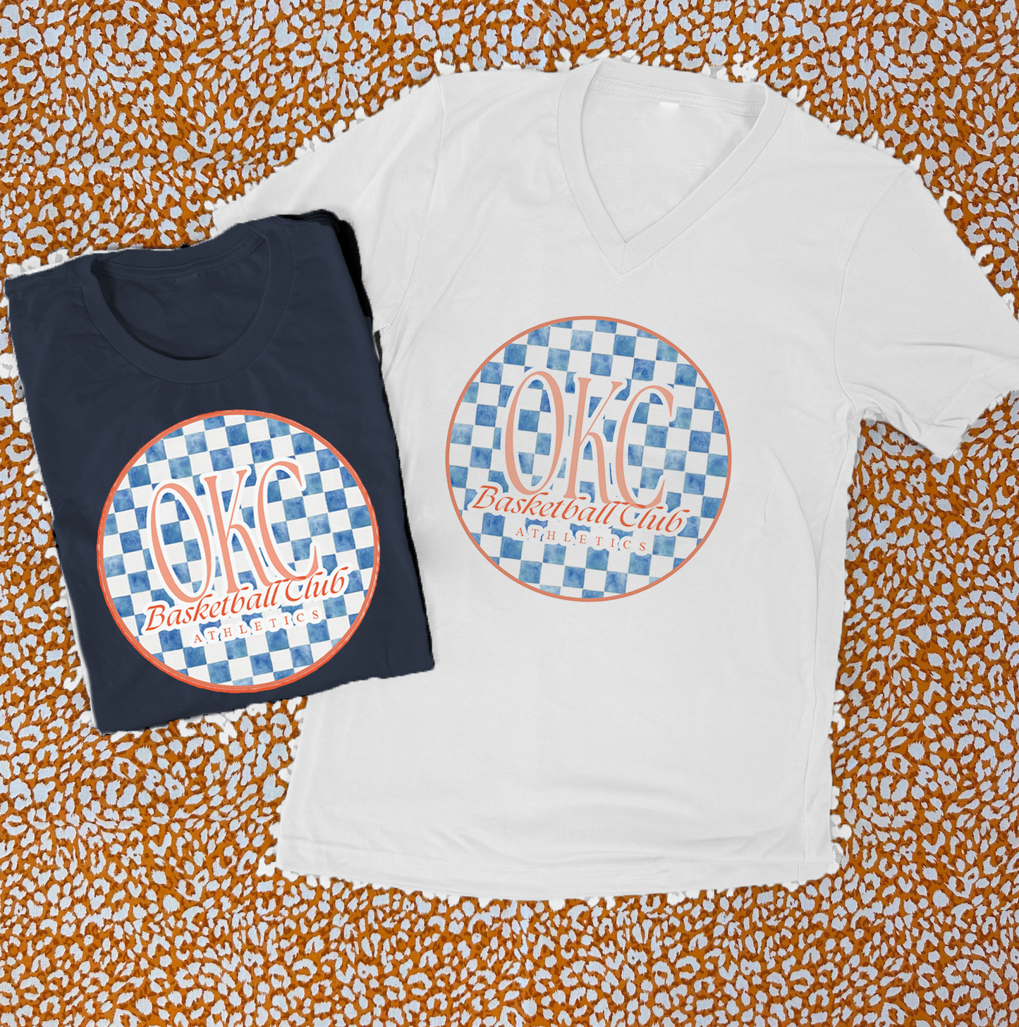 SWEET TEE TUESDAY: Oklahoma City Basketball Club Blue Checked (BASIC VNECK or CREW NECK *NAVY OR WHITE*)