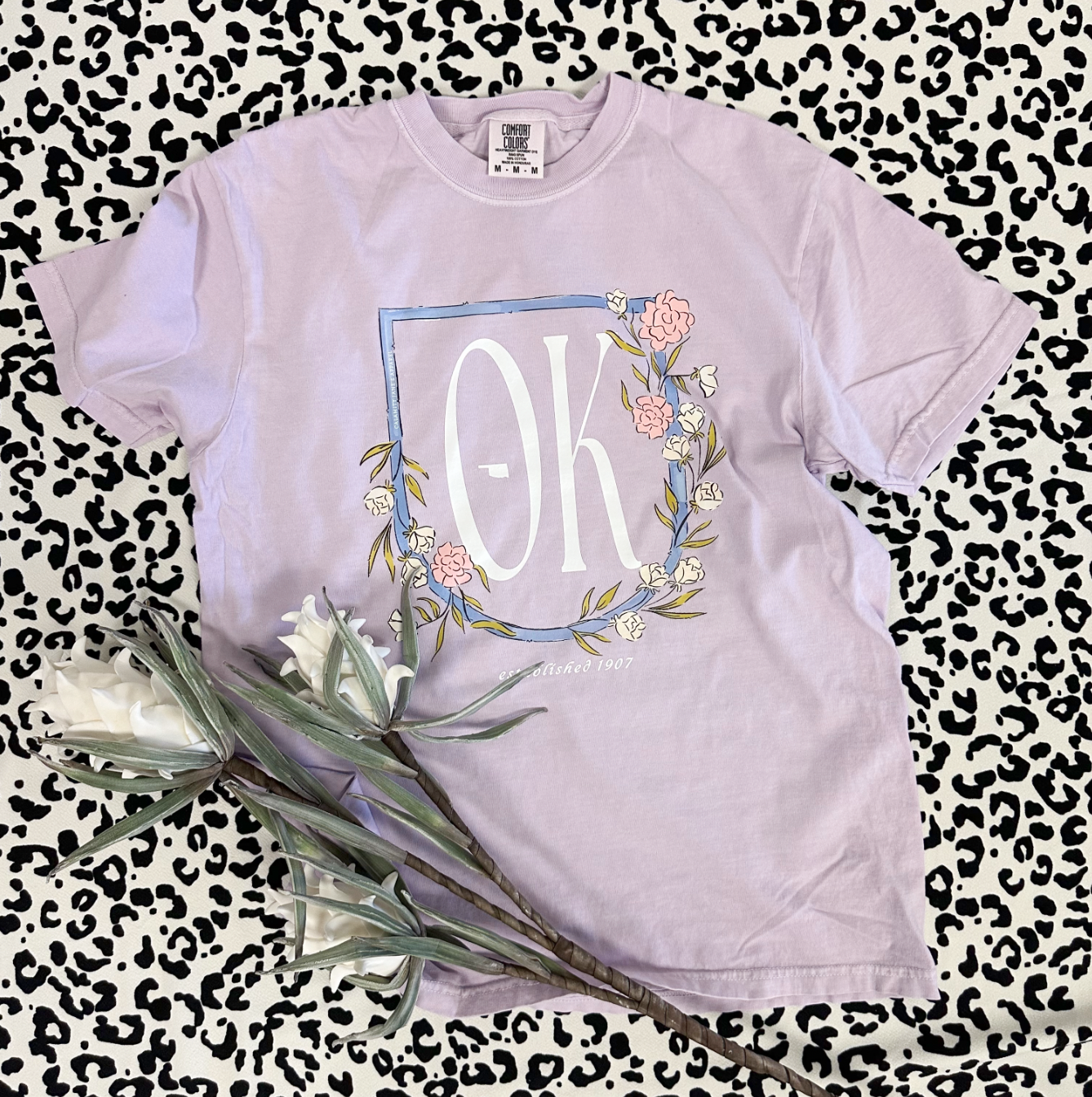 OKLAHOMA 2025: OK Lavender Floral Frame - COMFORT COLORS SHORTSLEEVE