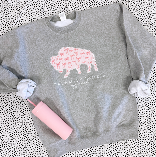 CJ LOGO 2025: Pink Coquette Bows - COMFORT COLORS SWEATSHIRT