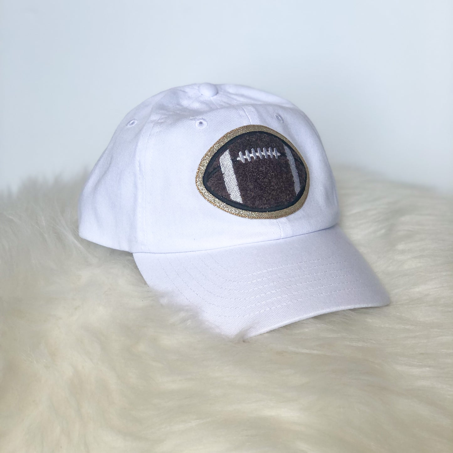 Football Chenille Patch Hat (Cotton OR Trucker Mesh Back)