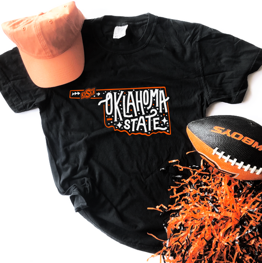 OK STATE 2021: Oklahoma State (State Shape)- (COMFORT COLORS SHORTSLEEVE)