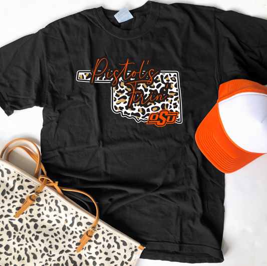 OK STATE 2022: Pistol's Firin' Leopard Oklahoma (SHORTSLEEVE)