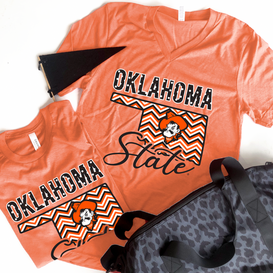 OK STATE 2022: Oklahoma State Chevron State (VNECK or CREW NECK)