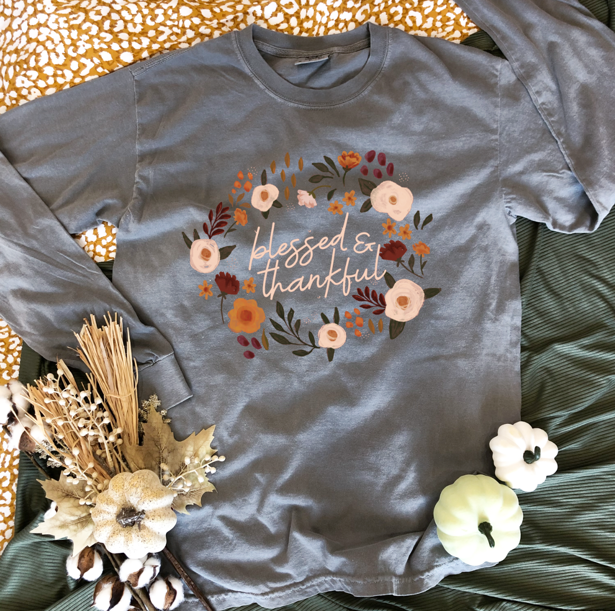 THANKSGIVING: Blessed & Thankful Wreath (LONGSLEEVE)