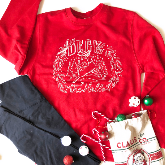 CHRISTMAS: Deck The Halls Linework (SWEATSHIRT)